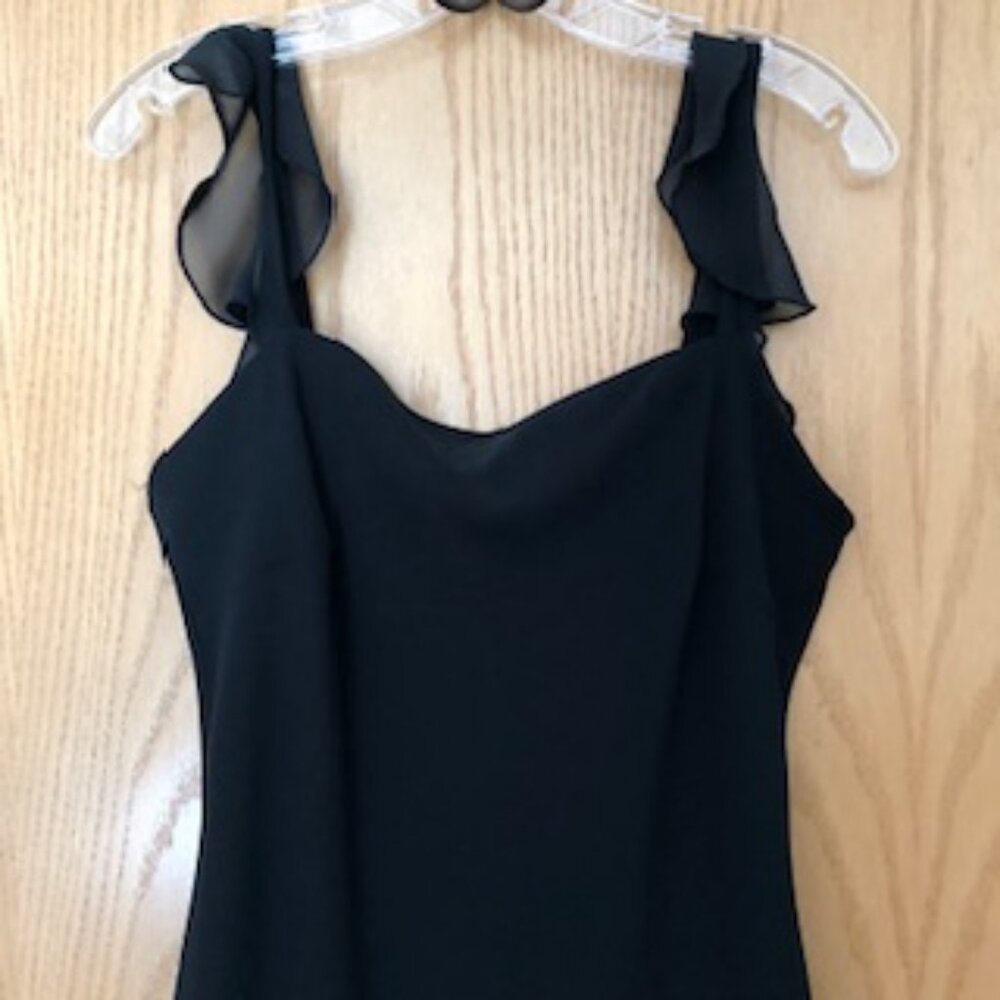 Vintage Sexy Black Chiffon Evan-Picone Sleeveless Sheath Dress Size 12 Excellent